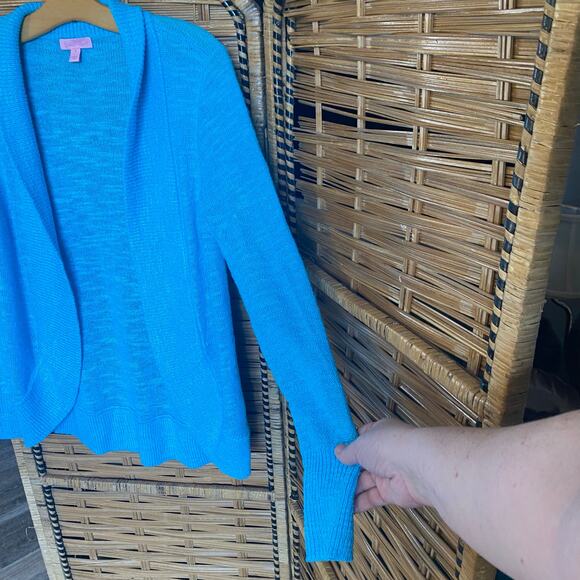 Lilly Pulitzer Open Front Cardigan Sweater Blue Size Small Viscose Blend - Picture 4 of 7